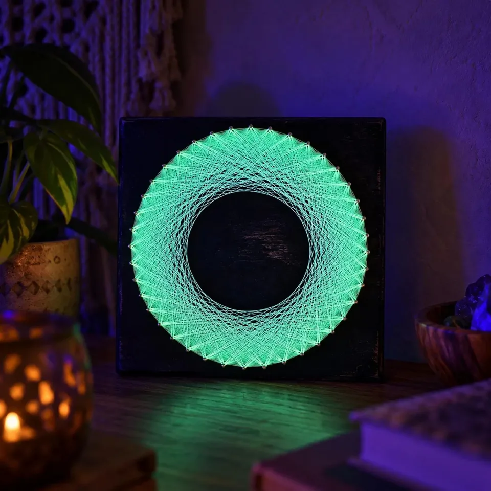 Event Horizon String Art – UV Reactive Geometric Wall Art (Refurbished Wood) — 4/7