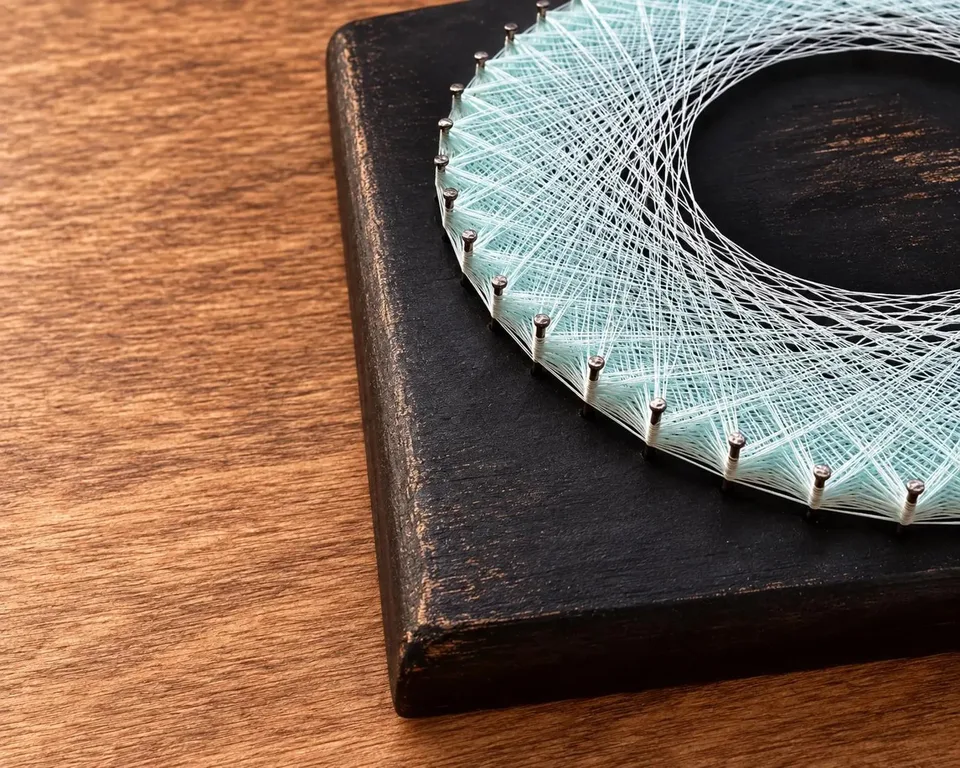 Event Horizon String Art – UV Reactive Geometric Wall Art (Refurbished Wood) — 5/7